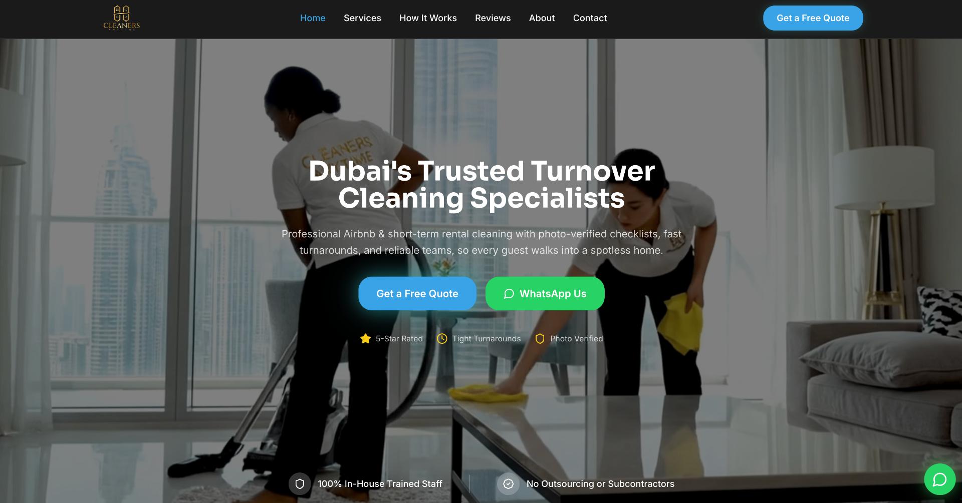 Cleaners Anytime website
